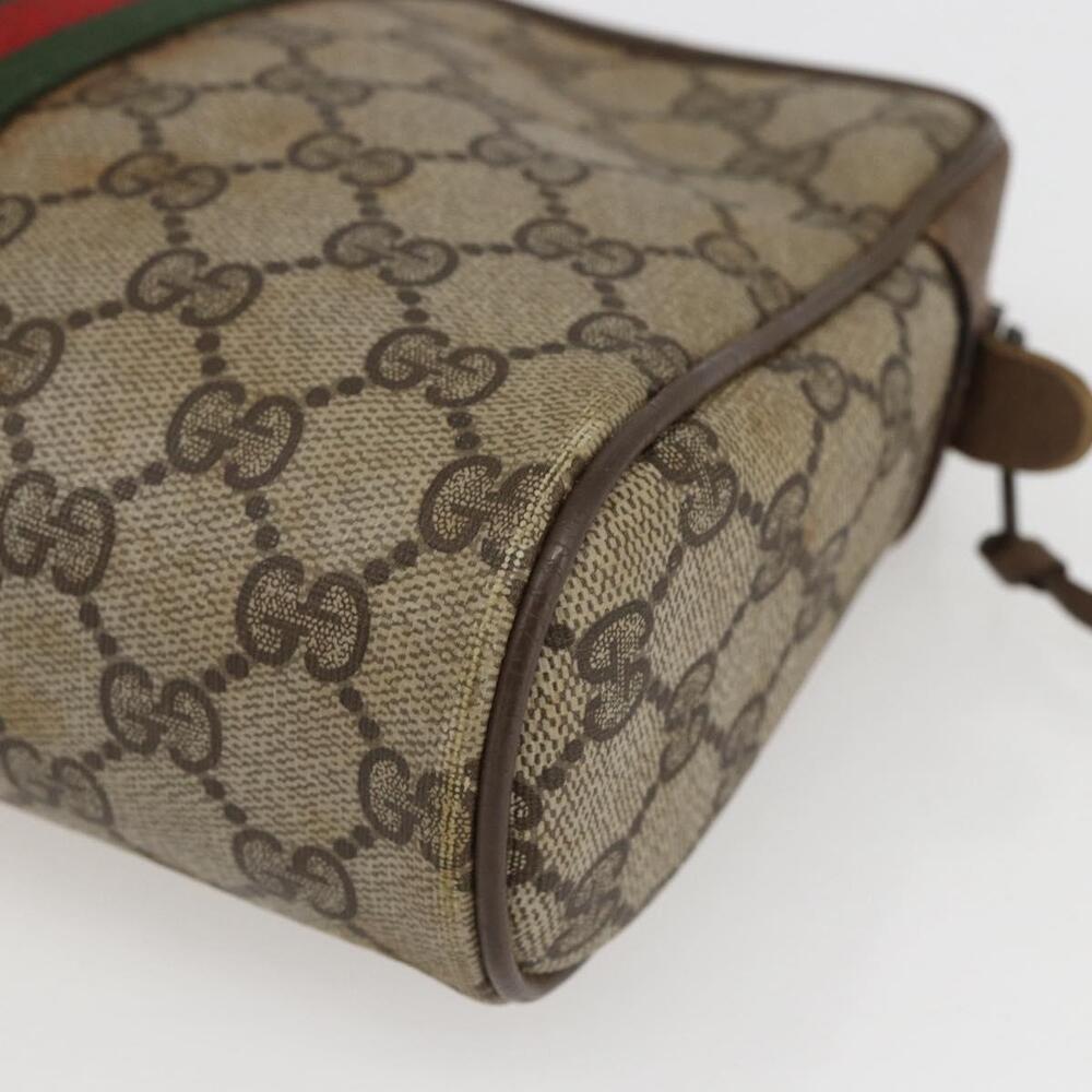 GUCCI GG Supreme Web Sherry Line Clutch Bag PVC Beige Gold 89 01 012 Auth 158514 - Picture 15 of 16